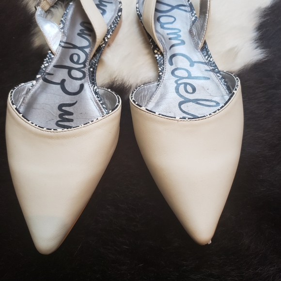 Sam Edelman Cream Pointed Toe Slingback Flats - Picture 5 of 11